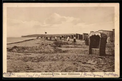 AK Vitte, Szene am Strand mit Strandkörben