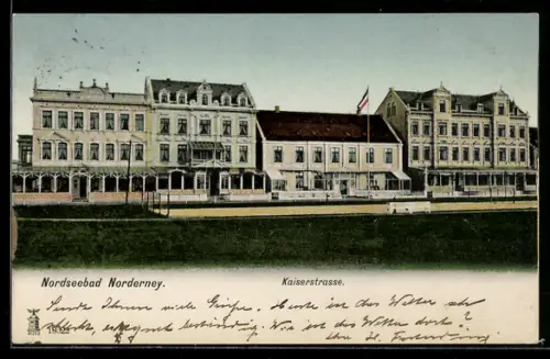AK Norderney, Kaiserstrasse mit Hotels