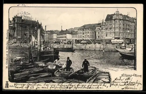 AK Hamburg-Altona, Blick in den Hafen mit Possel`s Kohlenhof