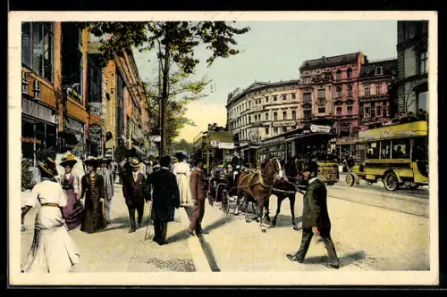 AK Berliner Leben, In der Potsdamerstrasse mit Strassenbahn