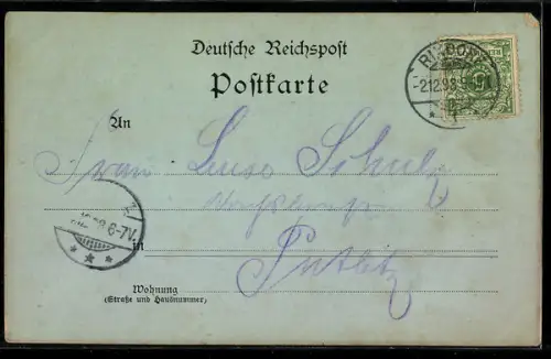 Mondschein-AK Rixdorf, Strassenpartie am Krieger-Denkmal