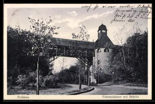 AK Frohnau, Fürstendamm mit Brücke