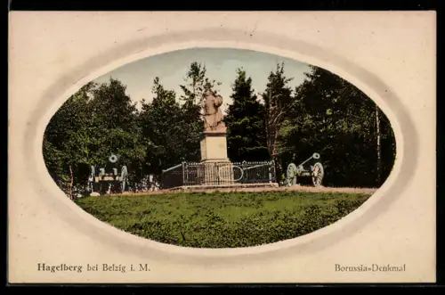 AK Hagelberg bei Belzig, Borussia-Denkmal mit Kanonen