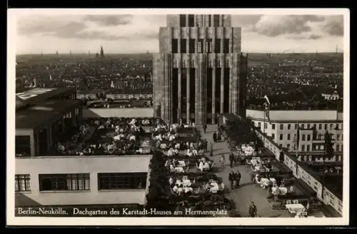 AK Berlin-Neukölln, Dachgarten des Karstadt-Hauses am Hermannplatz