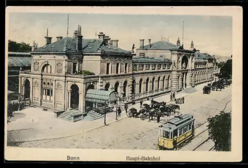 AK Bonn, Haupt-Bahnhof, Strassenbahn