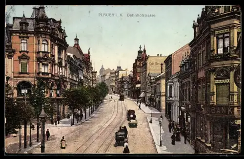 AK Plauen i. V., Bahnhofstrasse