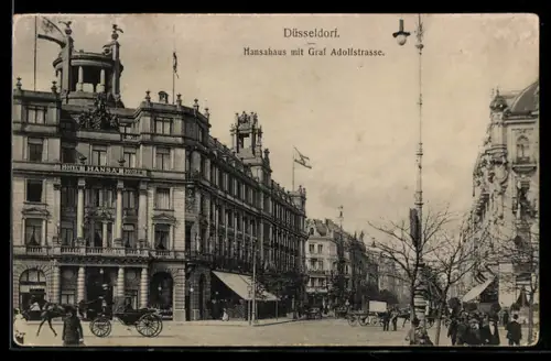 AK Düsseldorf, Hansahaus mit Graf Adolfstrasse