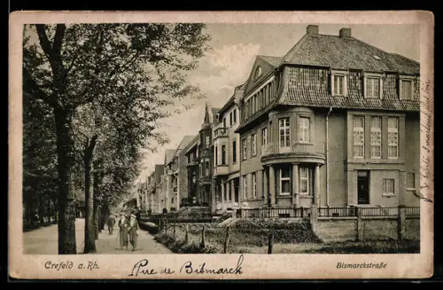AK Crefeld a. Rh., Bismarckstrasse, Wohnhäuser