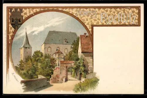 Lithographie Rochlitz, Schloss Rochlitz