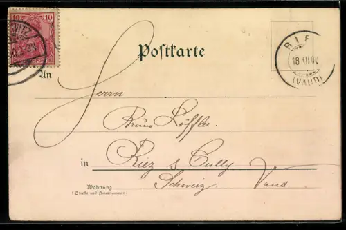 Lithographie Braunschweig, Dom und Lessing-Denkmal