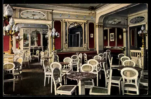 AK Dresden, Café de Paris, Seestrasse 7, Innenansicht