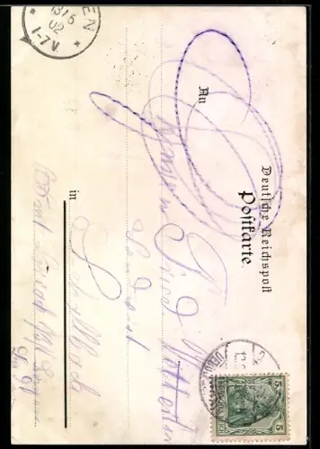 Lithographie Seeheim, Gasthaus Heldmann, Rathaus