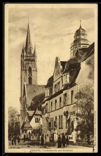 AK Coblenz, Christuskirche und Kreishaus