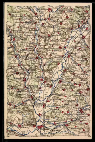 AK Staffelstein, Umgebungskarte, Wonnegau, Rheingau, Rheinhessen, Odenwald, Bergstrasse, Wona-Verlag Landkarte