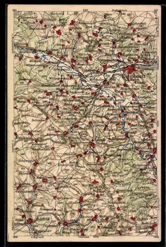 AK Kulmbach, Umgebungskarte mit Ortschaften und Verkehrswegen, Wona-Verlag Landkarte