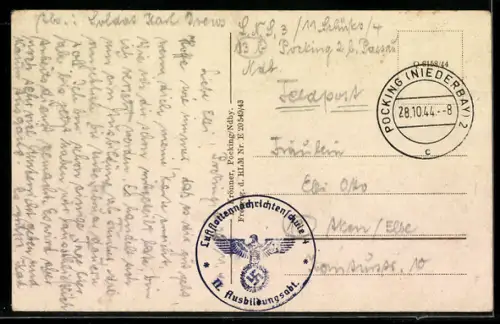 AK Pocking, Strassenpartie mit Kirche, Ortsansicht