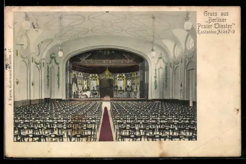 AK Berlin, Prater Theater, Innenraum mit Blick zur Bühne, Kastanien Allee 7-9