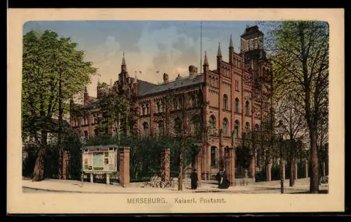 AK Merseburg, Partie vor dem Kaiserlichen Postamt