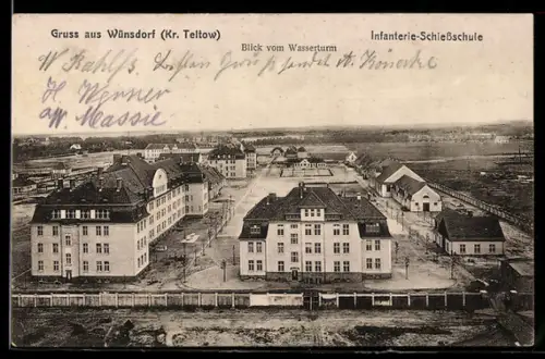 AK Wünsdorf /Teltow, Blick vom Wasserturm auf die Infanterie-Schiessschule