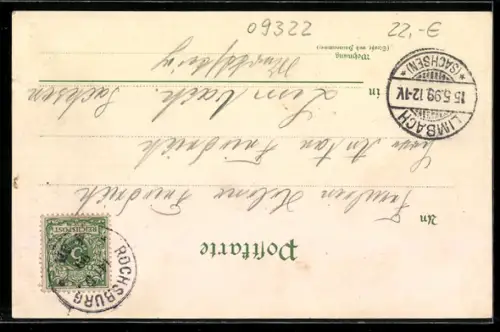 Lithographie Rochsburg, Pulverturm, Thorhaus, Treppenhaus