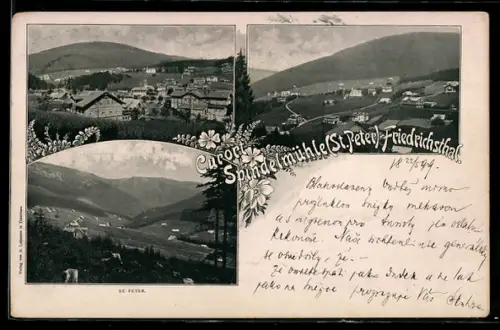 AK Spindelmühle / Spindleruv Mlyn-Friedrichsthal, St. Peter, Totalansicht, Ortspartie