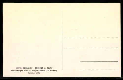 AK Koblenz a. Rhein, Hotel Höhmann