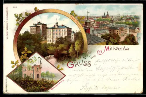 Lithographie Mittweida, Technikum, Zschoppenburg