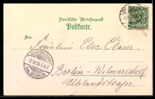Lithographie Cuxhaven, Ritzebütteler Schloss, Hafen, Kriegerdenkmal