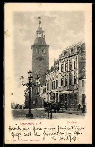 AK Schönebeck a. E., Blick auf den Salzturm