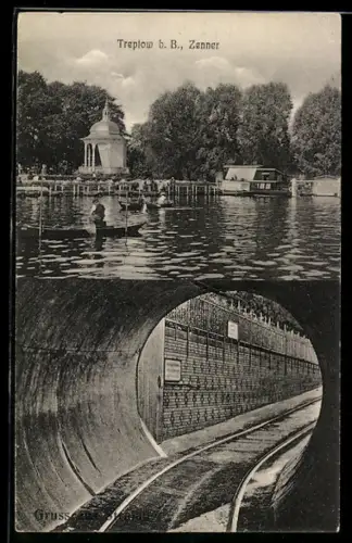 AK Berlin-Treptow, U-Bahn-Tunnel unter der Spree