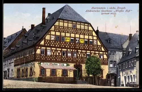 AK Hartenstein i. sächs. Erzgeb., Altdeutsches Gasthaus Weisses Ross