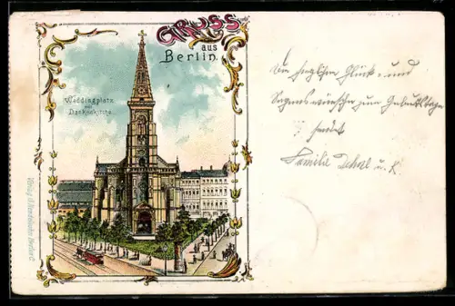 Lithographie Berlin, Weddingplatz mit Dankeskirche