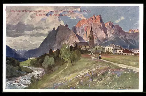 Künstler-AK Edward Harrison Compton: Cortina d'Ampezzo, Pomagagnon Dolomiten, Panorama