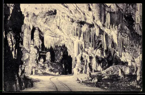 AK Adelsberger Grotte mit Schienen