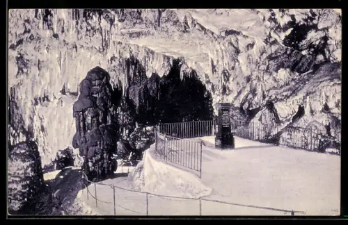 AK Postojnska jama, Adelsberger Grotte, Razgled, Belvedere, Aussichtspunkt in der Tropfsteinhöhle
