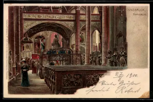 Künstler-AK Edward Theodore Compton: Innsbruck, Innenraum der Hofkirche