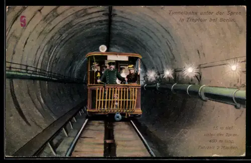 AK Tunnelbahn unter der Spree in Treptow bei Berlin