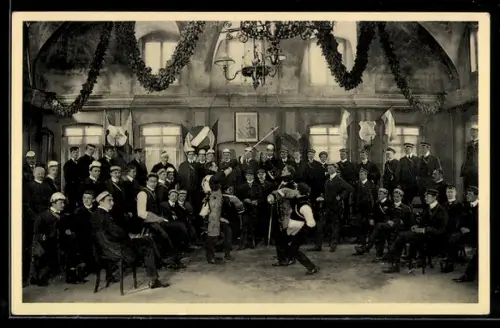 AK Studenten bei der Mensur in einem Saal