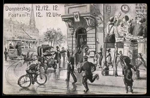AK Donnerstag 12.12.12, Postamt 12 um 12 Uhr, Strassenszene