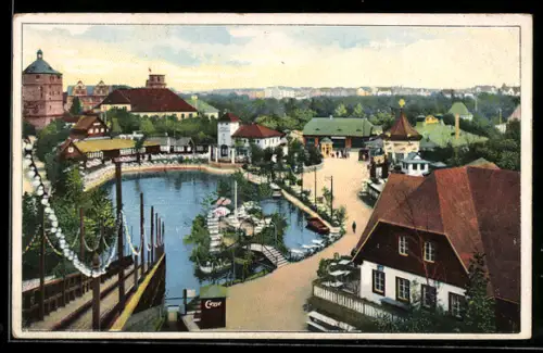 AK Leipzig, Welt-Ausstellung für Buchgewerbe und Graphik 1914, Wasserrutschbahn im Vergnügungspark