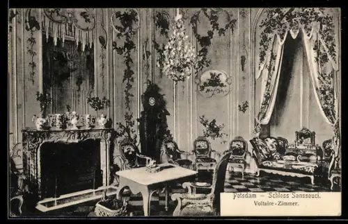 AK Potsdam, Schloss Sanssouci, Voltaire-Zimmer