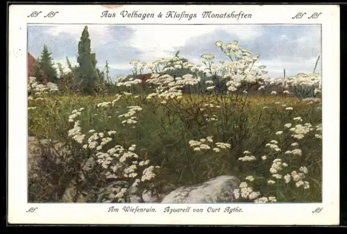 Künstler-AK sign. Curt Agthe: Am Wiesenrain, idyllische Wiese mit blühenden Blumen, Velhagen & Klasings Monatshefte