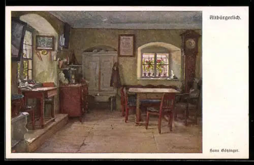 AK Deutscher Schulverein NR 1289: Hans Götzinger, Blick in eine altbürgerliche Stube