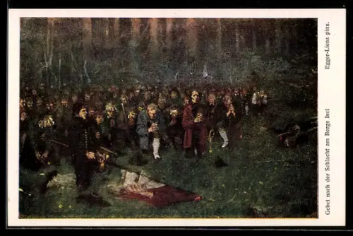 Künstler-AK Albin Egger-Lienz: Befreiungskriege, Berg Isel, Gebet nach der Schlacht