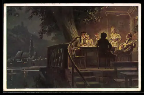 Künstler-AK P. Hey: Nr. 32, An den Rhein, an den Rhein..., Verein für das Deutschtum im Ausland