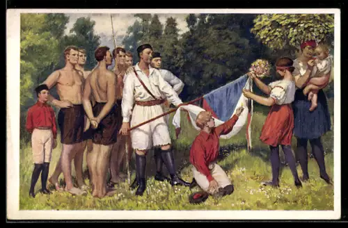 AK Ceskoslovenské Obce Sokolské, Männer und Frauen beim Sportturnfest Sokol