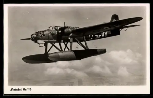 AK Heinkel Wasserflugzeug He 115 im Fluge