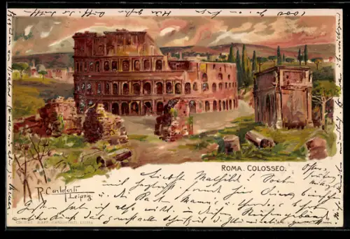 Künstler-AK Roma, Colosseo
