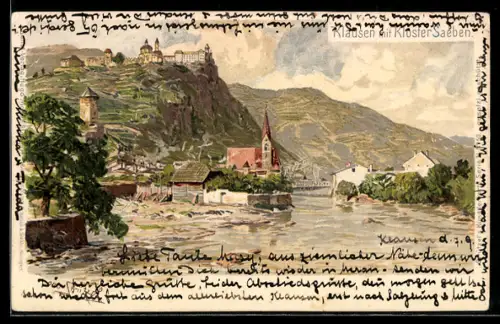 Künstler-AK Otto Strützel: Klausen, Kloster Saeben