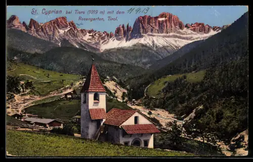 AK St. Cyprian bei Tiers, Blick auf Rosengarten